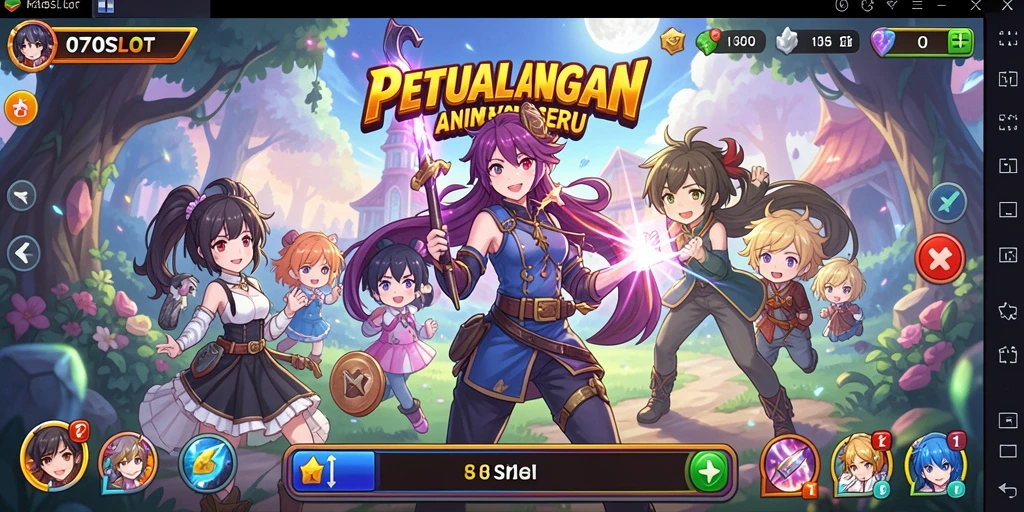 Tampilan menarik dari gameplay 070SLOT dengan karakter-karakter Anime ikonik.