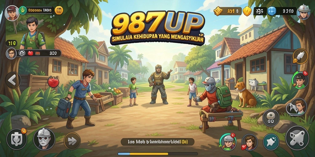 Tampilan menarik dari gameplay 987UP yang menggambarkan simulasi kehidupan.