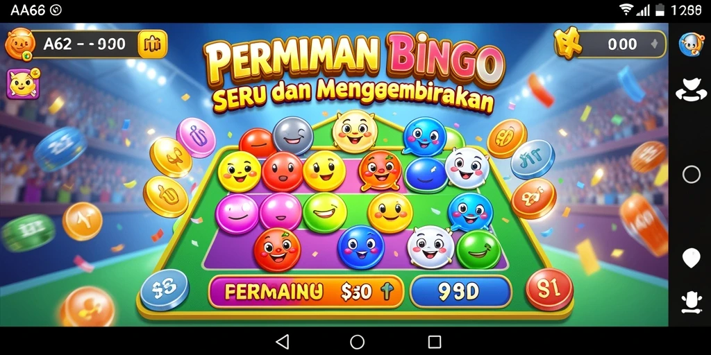 Screenshot gameplay AA62 menampilkan suasana Bingo yang seru dan interaktif.