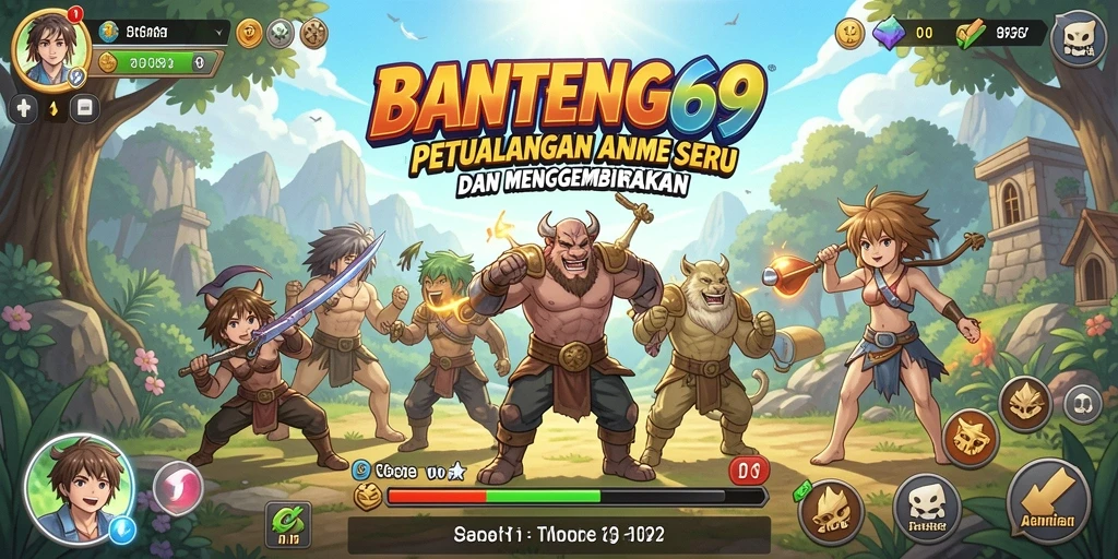 Tangkapan layar gameplay BANTENG69 menampilkan aksi dinamis dan karakter anime yang berwarna.