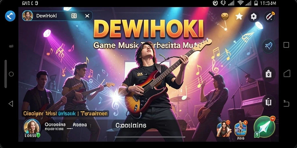 Tangkapan layar DEWIHOKI menunjukkan pemain menikmati gameplay musik yang interaktif.