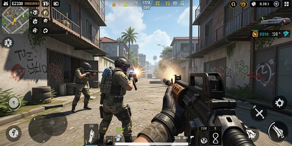 Gameplay EZ338 dengan grafis aksi yang luar biasa.