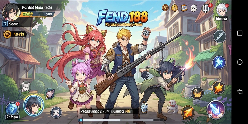 Tampilan seru gameplay FENDI188 dengan aksi karakter Anime.