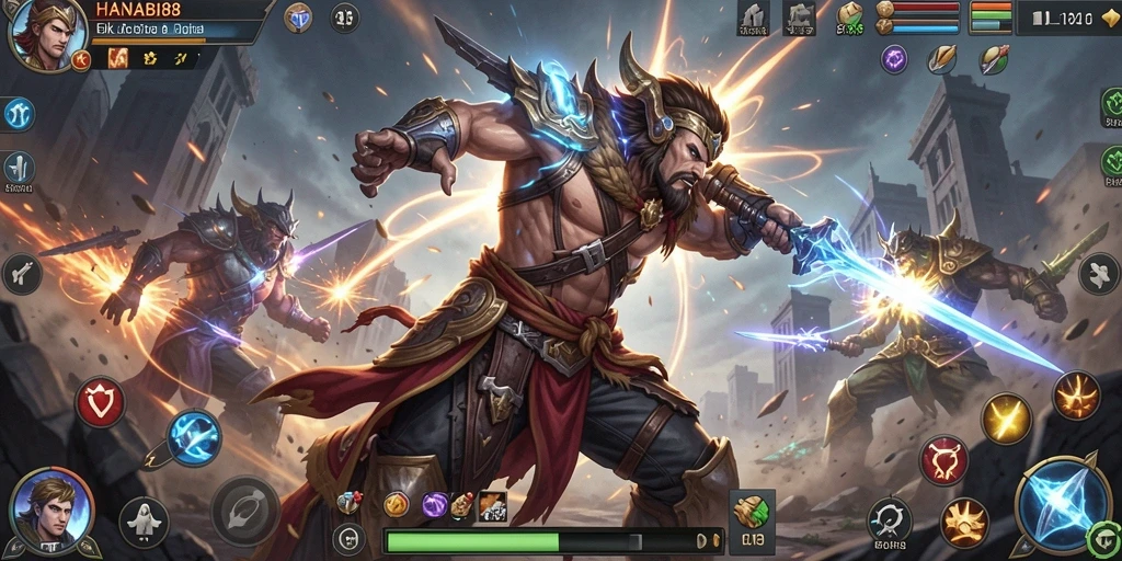 Screenshot utama dari gameplay Fighting yang mendebarkan di HANABI88.