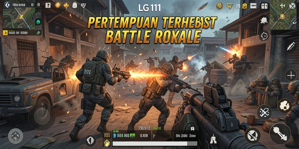 Screenshot LG111 menampilkan aksi seru dalam pertandingan Battle Royale.