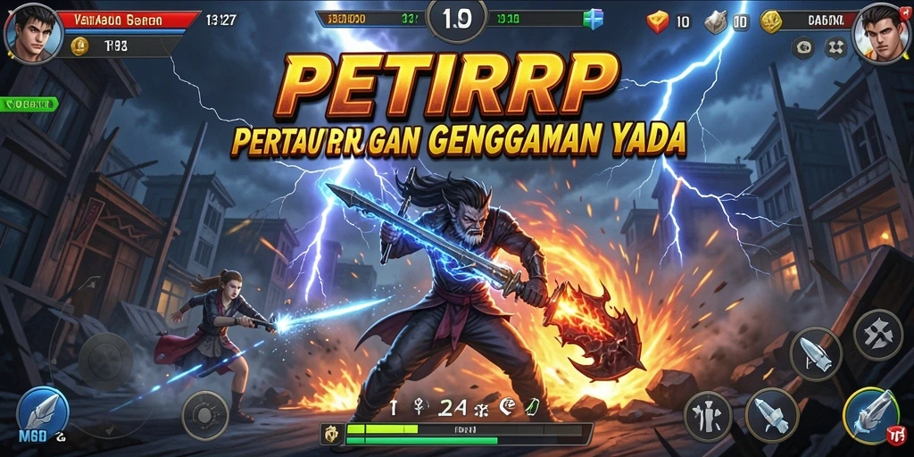 Screenshot utama PETIRRP menampilkan aksi pertarungan yang mendebarkan.