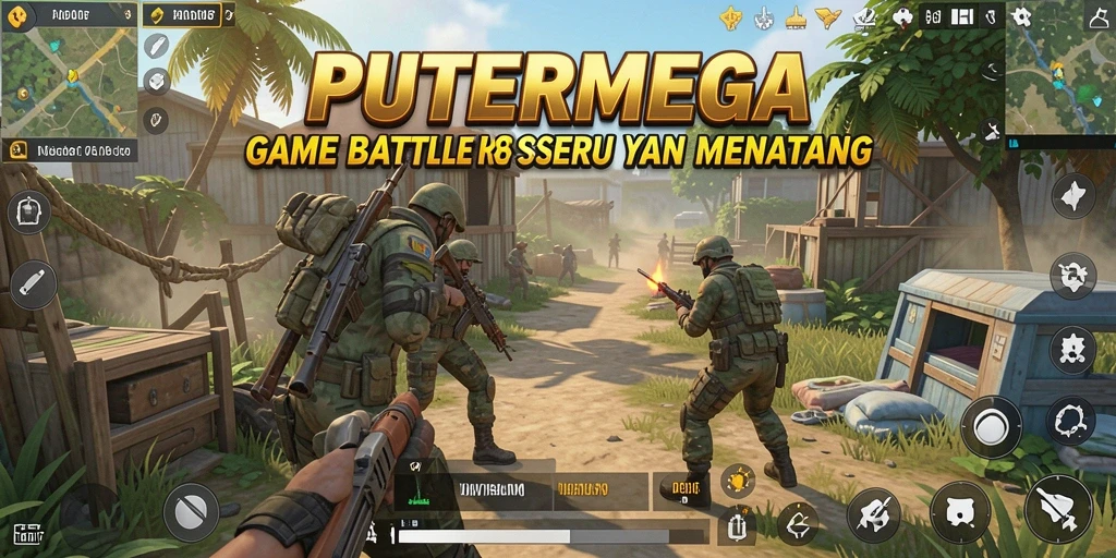 Tampilan gameplay PUTERMEGA yang mendebarkan dalam mode Battle Royale.