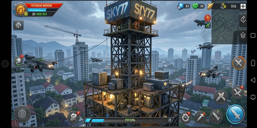 Tampilan seru dari gameplay Tower Defense yang mendebarkan.