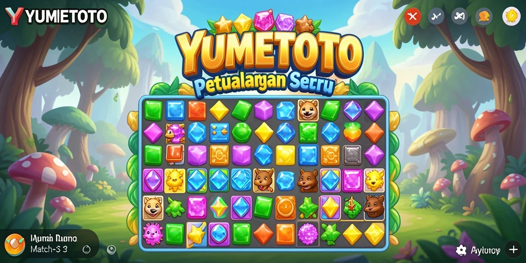 Gameplay seru YUMETOTO dengan tantangan Match-3 yang menarik.